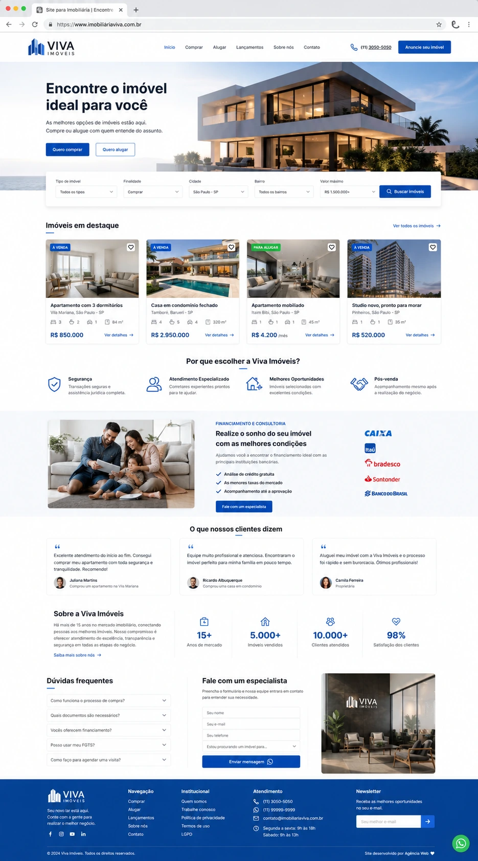 Exemplo de site profissional para imobiliária desenvolvido pela Nidhi Tecnologia em Brasília